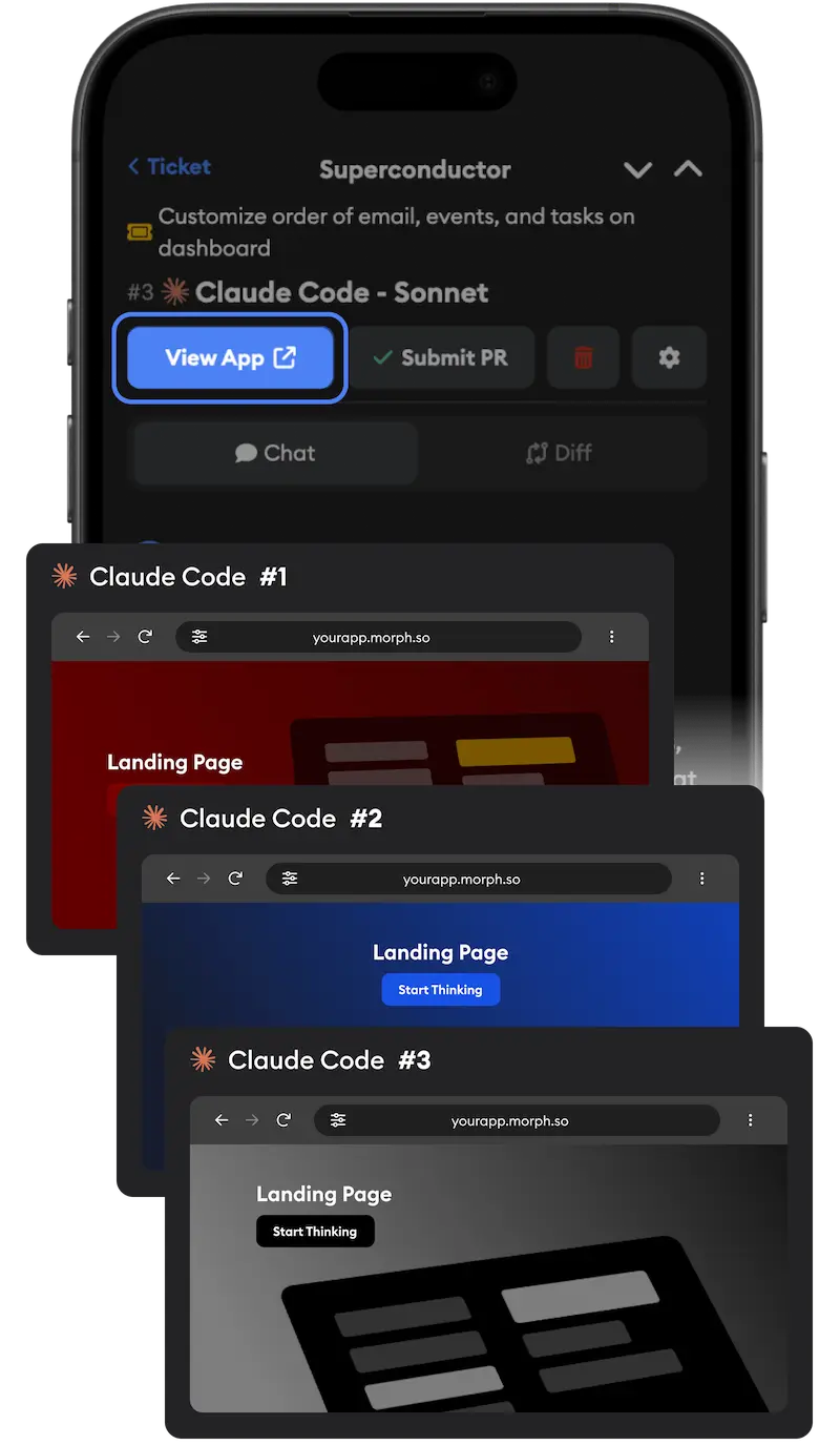 Desktop view of multiple live application previews running simultaneously